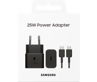 Original wall charger Samsung 25W + cable USB-C - USB-C EP-T2510XBEGEU Black (blister EU)