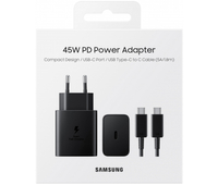 Original wall charger Samsung 45W + cable USB-C - USB-C EP-T4511XBEGEU Black (blister EU)