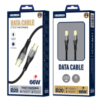 JELLICO cable B20 USB-C - USB-C PD 66W 1M Black