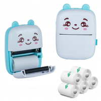 Mini pocket printer with 5 pcs. of Thermal paper Blue