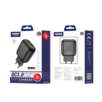 JELLICO wall charger C32 18W 1xUSB QC3.0 + cable Micro USB Black