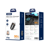 JELLICO car charger F19 PD 30W 1xUSB-C + 1xUSB QC3.0 Black