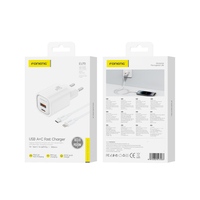 FONENG Netz-Ladegerät EU70 PD 20W 1xUSB-C + 1xUSB QC3.0 + Kabel USB-C - Lightning weiss
