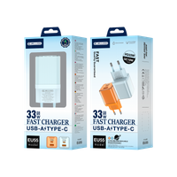 JELLICO wall charger EU55 GaN PD 33W 1xUSB-C + 1xUSB QC3.0 Blue