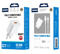 JELLICO wall charger C7 22.5W 1xUSB QC3.0 + cable Lightning White