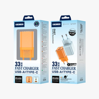 JELLICO wall charger EU55 GaN PD 33W 1xUSB-C + 1xUSB QC3.0 Orange