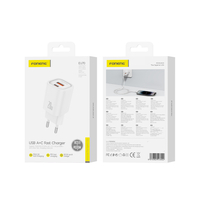 FONENG Netz-Ladegerät EU70 PD 20W 1xUSB-C + 1xUSB QC3.0 weiss