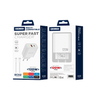 JELLICO wall charger multi-compatible EC02 PD 120W 1xUSB-C + 1xUSB QC3.0 + cable USB-C - USB-C White