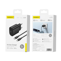 FONENG wall charger EU51 GaN PD 25W 1xUSB-C + cable USB-C - USB-C Black